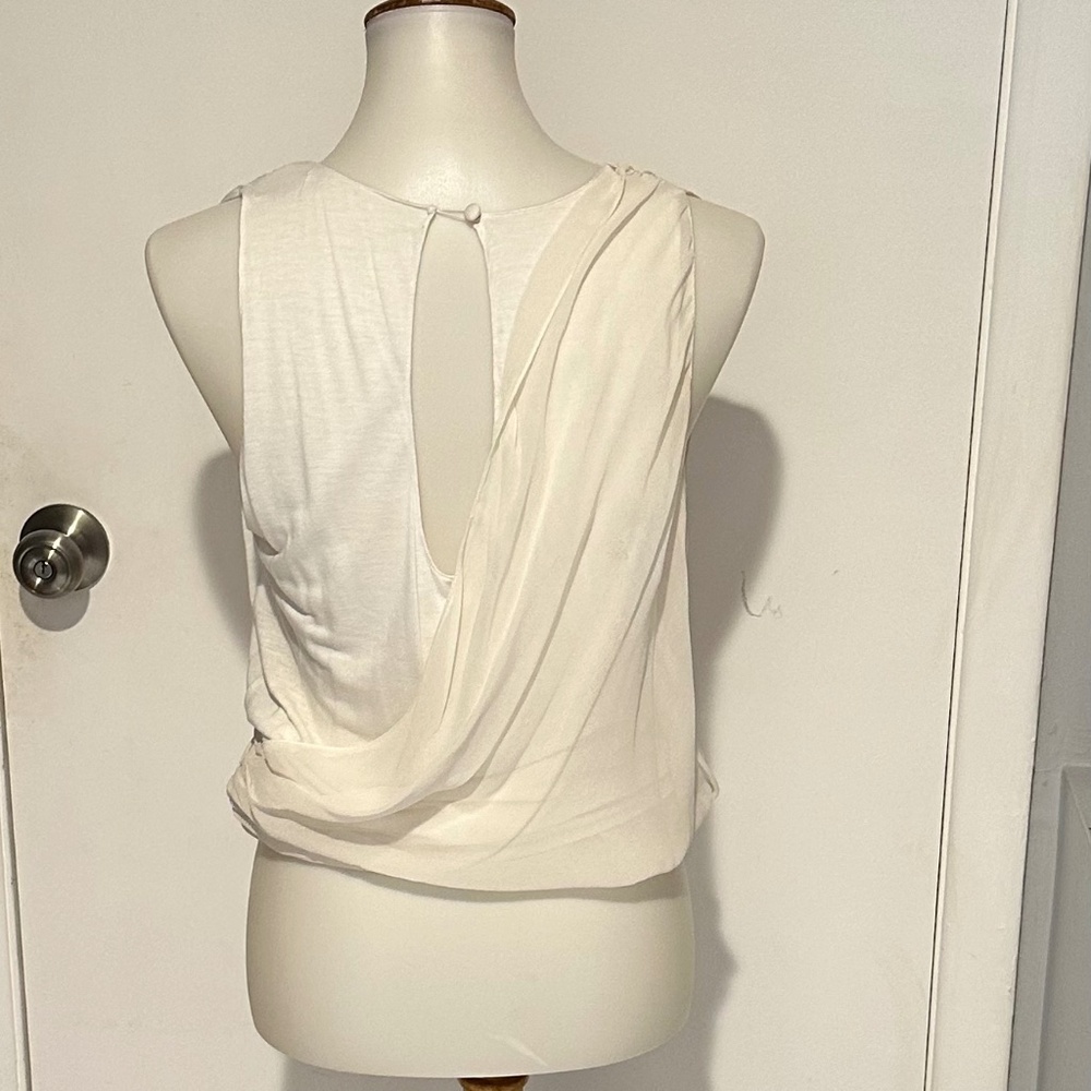 Ivory Cream/White Drape Cascade Women Blouse. No Size Tag.Small‎ - Picture 2 of 8